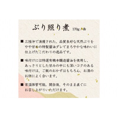 缶詰 国産 ぶり照り煮 170g×24缶 20565803