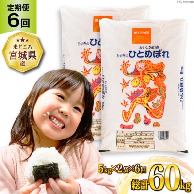 6回 定期便 米 ひとめぼれ 10kg (5kg×2袋) 計60kg [20564689] 