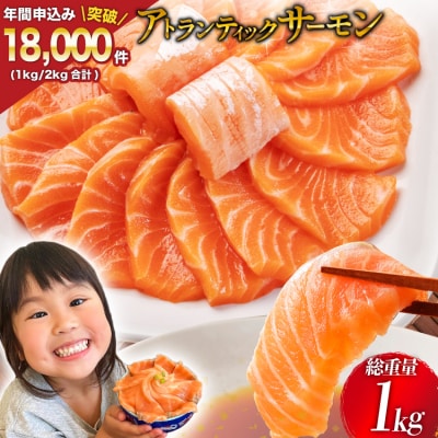 ノルウェー産 アトランティックサーモン 総重量 1kg (正味重量850g) 20565509