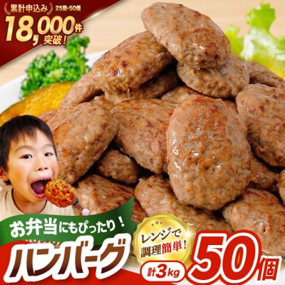 レンジで簡単 ハンバーグ 50個 3kg [20563951]