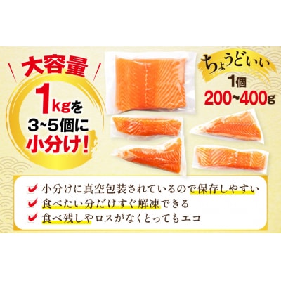 訳あり ノルウェー産 アトランティック サーモン 1kg 3-5p入おさしみ用 [20565593]
