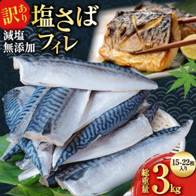 訳あり 減塩 無添加 塩サバ フィレ 総重量 3.0kg (15-22枚入) [20565687]