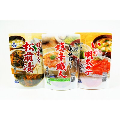 塩辛・珍味 スタンドパック 詰め合わせ 3品セット [小野万 20565722]