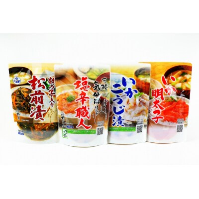 塩辛・珍味 スタンドパック 詰め合わせ 4品セット [小野万 20565723]