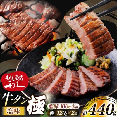 牛たん 炭焼 利久 牛たん極 (塩味) & 牛たん塩味 各2個 セット [20566129] 