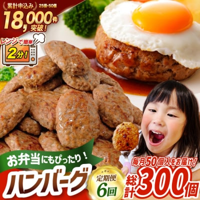 6回 定期便 レンジで簡単 ハンバーグ 60g 50個 総計 300個18kg [20566203]