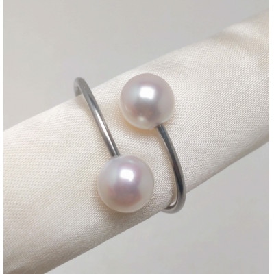 アコヤ真珠 7m/m UP フリーリング ステンレス 2127