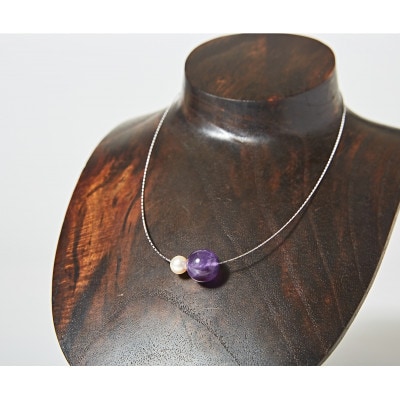 OMAMORI JEWELRY あこや真珠8mm 夫婦岩チョーカーSV925 アメジスト 1899