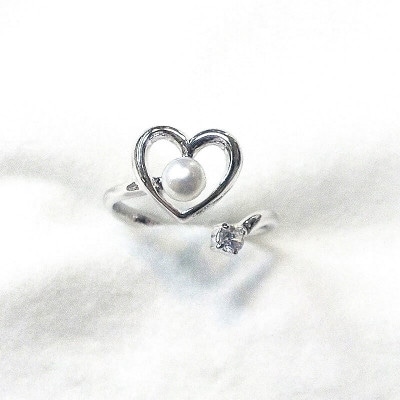 リング・ハート(淡水本真珠・ボタン)SV製　1920