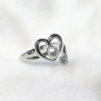 リング・ハート(淡水本真珠・ボタン)SV製　1920