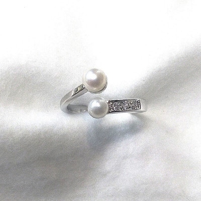 リング・ツイン(淡水本真珠・ボタン)SV製　1922