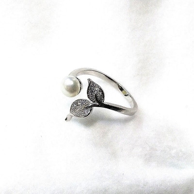 リング・ふた葉(淡水本真珠・ボタン)SV製 1925