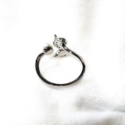 リング・ふた葉(淡水本真珠・ボタン)SV製 1925