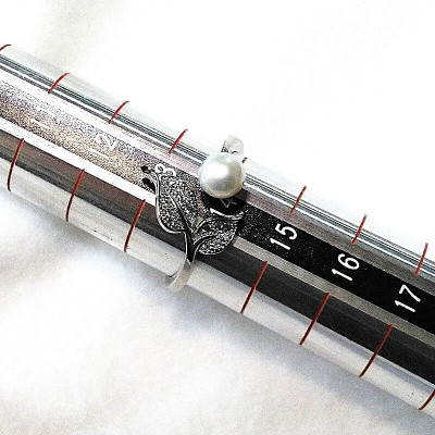 リング・ふた葉(淡水本真珠・ボタン)SV製 1925