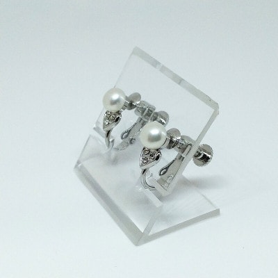 真珠イヤリング・ハート(淡水本真珠・ボタン) 2000