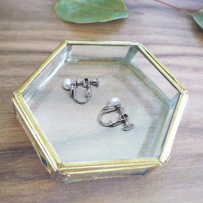 真珠イヤリング・ハート(淡水本真珠・ボタン) 2000