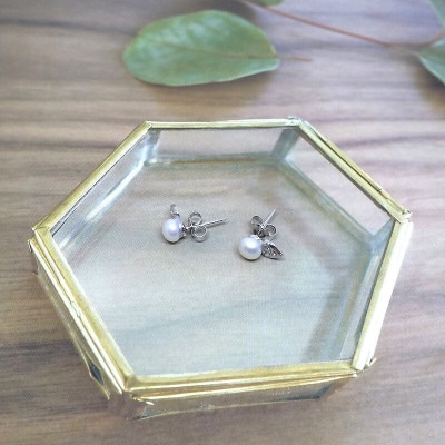 真珠ピアス・ハート(淡水本真珠・ボタン) 2001