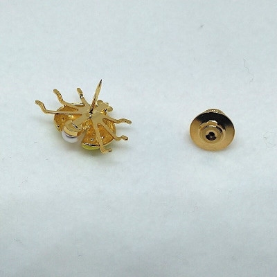 真珠ピンクブローチ・てんとう虫(黄色)(淡水本真珠・ボタン)　2110