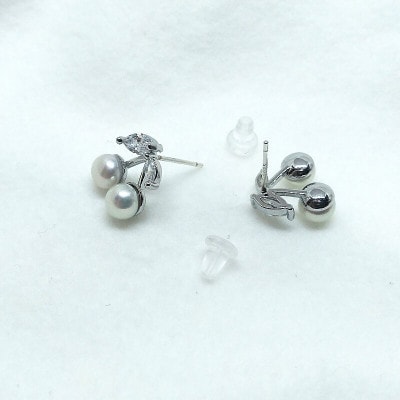 真珠ピアス・さくらんぼ・R(淡水本真珠・ボタン)2115