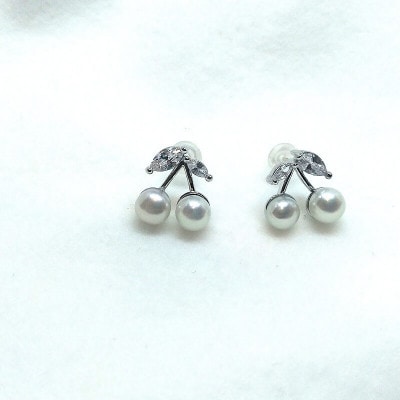 真珠ピアス・さくらんぼ・R(淡水本真珠・ボタン)2115