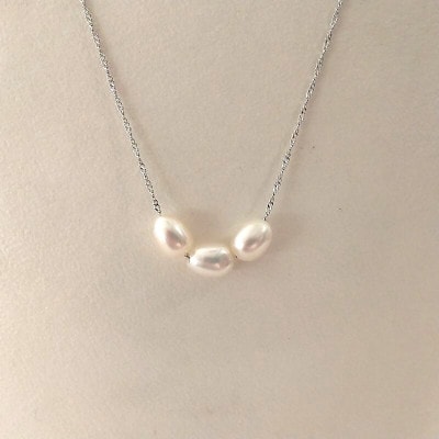 淡水本真珠ネックレスバロックR・スルー3珠　2322