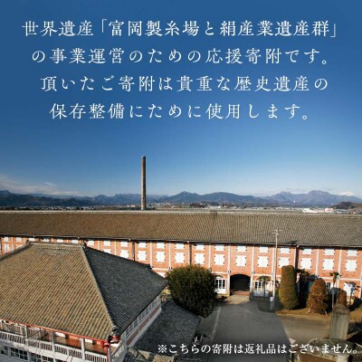 ＼世界遺産!!/ 富岡製糸場 応援寄附金(返礼品なし) F20E-947