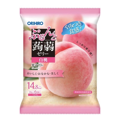 オリヒロ ぷるんと蒟蒻ゼリー パウチ <白桃> 1ケース(24袋入) F21E-590