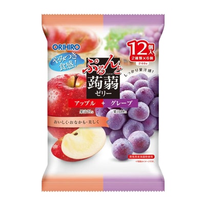 オリヒロ ぷるんと蒟蒻ゼリー パウチ <アップル、グレープ> 12個入 F21E-483