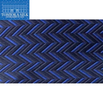 【高級純国産 富岡シルク100%】 ネクタイ(ヘリンボン):ネイビー F21E-369