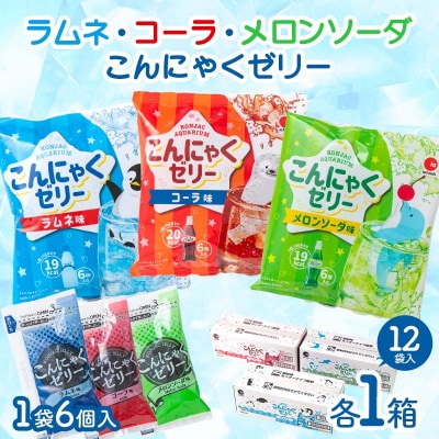 ラムネ・メロンソーダ・コーラこんにゃくゼリー(20g×6個×12袋入)×各1箱 F21E-239