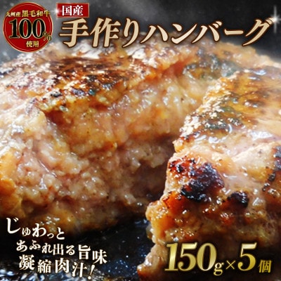 九州産黒毛和牛100%使用 手作りハンバーグ 150g×5個