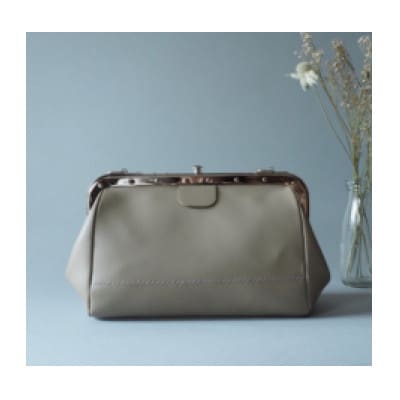 【京都叡山電鉄で採用】車掌かばん グレー  手作りスムースレザーの肩掛け 斜めがけショルダーバッグ