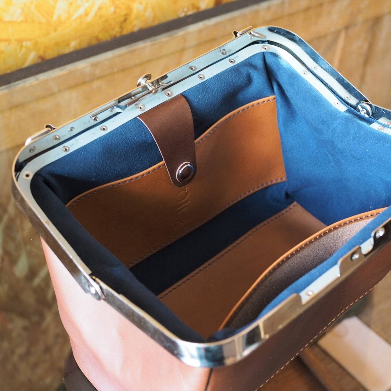 【京都叡山電鉄で採用】車掌かばん グレー  手作りスムースレザーの肩掛け 斜めがけショルダーバッグ