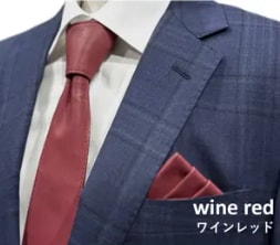 レザーネクタイ ワインレッド 3点セット(サーベルタイプネクタイ・ポケットチーフ・ハンカチーフ)