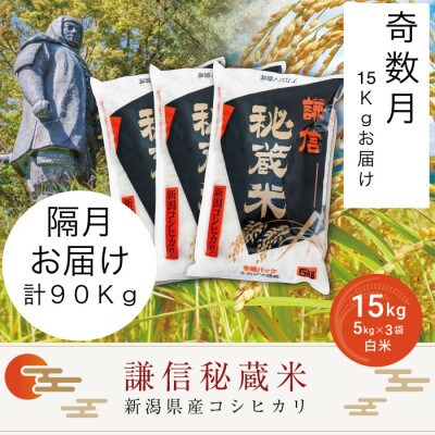 【発送月固定定期便】＜奇数月発送＞謙信秘蔵米(精米)15kg全6回