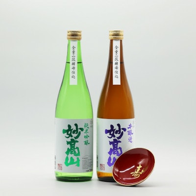妙高山地酒セット(純米吟醸妙高山・本醸造妙高山・各720ml×1本)合計2本と朱盃1個付き