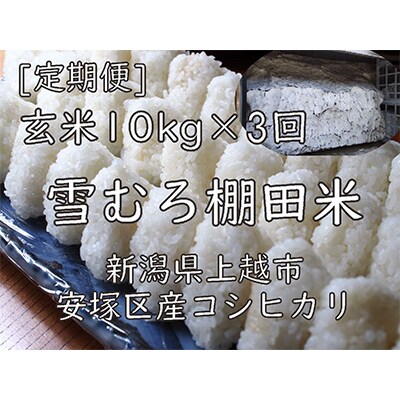 【毎月定期便】雪むろ棚田米コシヒカリ10kg玄米-新潟県上越市安塚区産-全3回