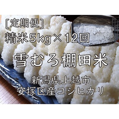 【毎月定期便】雪むろ棚田米コシヒカリ5kg精米-新潟県上越市安塚区産-全12回