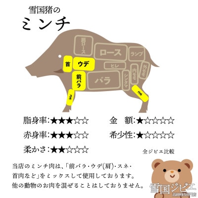 【雪国ジビエ】雪国イノシシ [極ランク] ミンチ(ひき肉)　200g