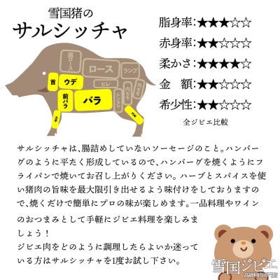 【雪国ジビエ】雪国イノシシ サルシッチャ [ハンバーグ] 200g