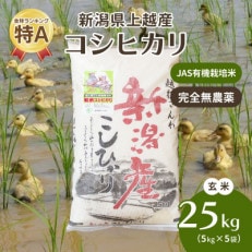 令和4年・新潟県産|JAS有機栽培アイガモ農法コシヒカリ100% 玄米25kg/5kg×5袋 | ふるさと納税のお礼品