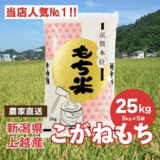 ブランドもち米「こがねもち」令和5年産 新潟県産/【精米25kg(5kg&times;5袋)】