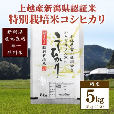 ★数量限定★令和6年産・新潟県上越市吉川区国田産・新潟県認証米/特別栽培米コシヒカリ精米5kg
