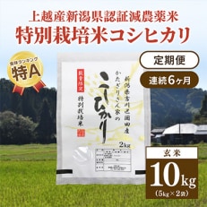 2023年7月発送開始『定期便』新潟県上越市吉川区国田産コシヒカリ玄米10kg(5k&times;2袋)全6回