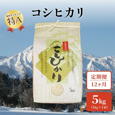 2024年1月発送開始『定期便』新潟県上越市中郷産 従来種コシヒカリ精米5kg全12回