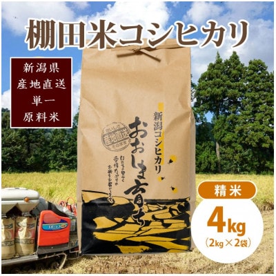極少量米:数量限定令和6年産/新潟県上越市大島区産棚田米コシヒカリ 4kg(2kg×2)精米