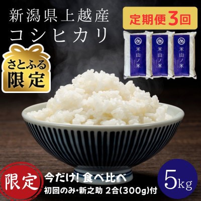 【発送月固定定期便】【さとふる限定】新潟県上越産コシヒカリ(精米)5kg全3回