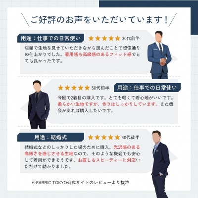 FABRIC TOKYO オーダースーツ/セットアップお仕立て券【30,000円相当】