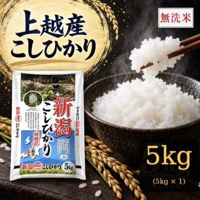 《無洗米》【令和8年産】【食味鑑定士厳選】新潟県上越市産(柿崎地区)こしひかり　5kg(5kg×1)
