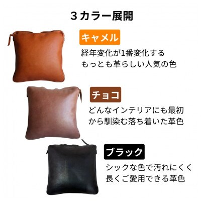 【革工房Japlish】本革クッションカバー【ブラック】クッション付属《本革製品》 EJ03VC01